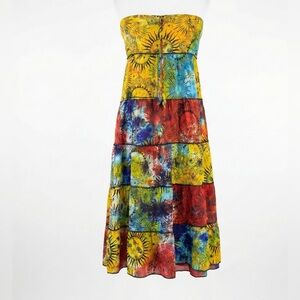 NWT• Kala Imports Celestial Sun Moon Dress/Maxi Skirt Tie Dye Boho Festival OS